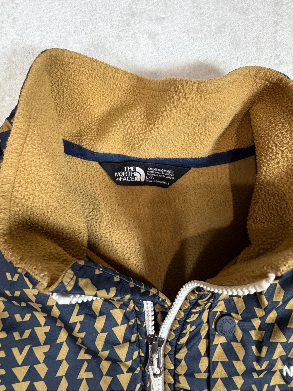 The North Face Large Men’s Zip-Up Fleece Aztec Pullover - Tan and Black Pattern
